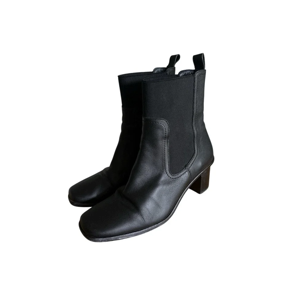Portland Leather Goods Patina Boots Size 9 US‎ Black Leather Block Heel Chelsea